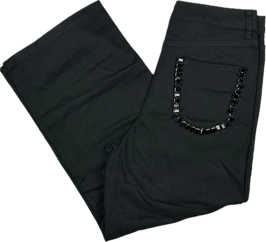 NWT - Sandro Paris 'Andy' Wide Leg Jewelled Jeans - Size 38