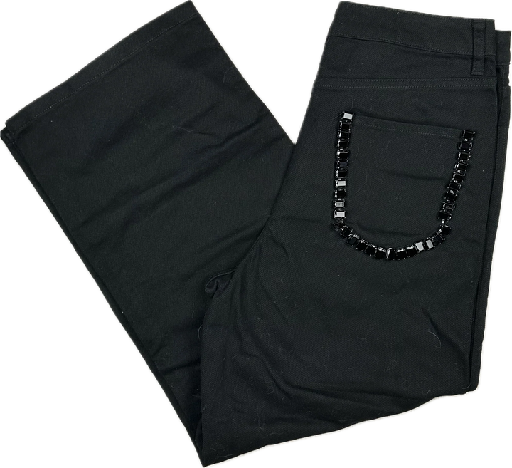 NWT - Sandro Paris 'Andy' Wide Leg Jewelled Jeans - Size 38