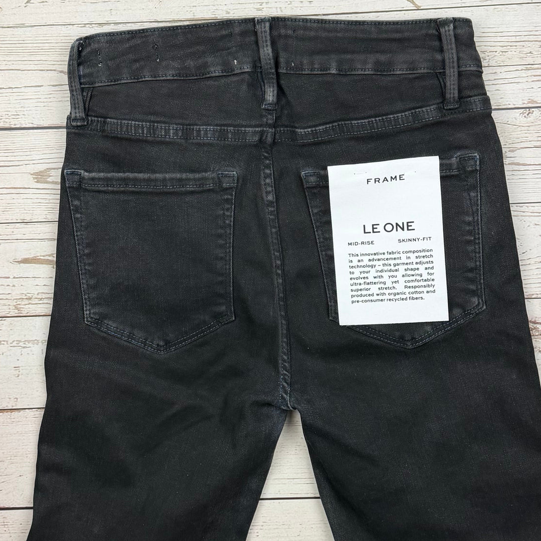 NWT- Frame Denim 'Le One' Mid Rise Black Jeans RRP $425 -Size 6/8