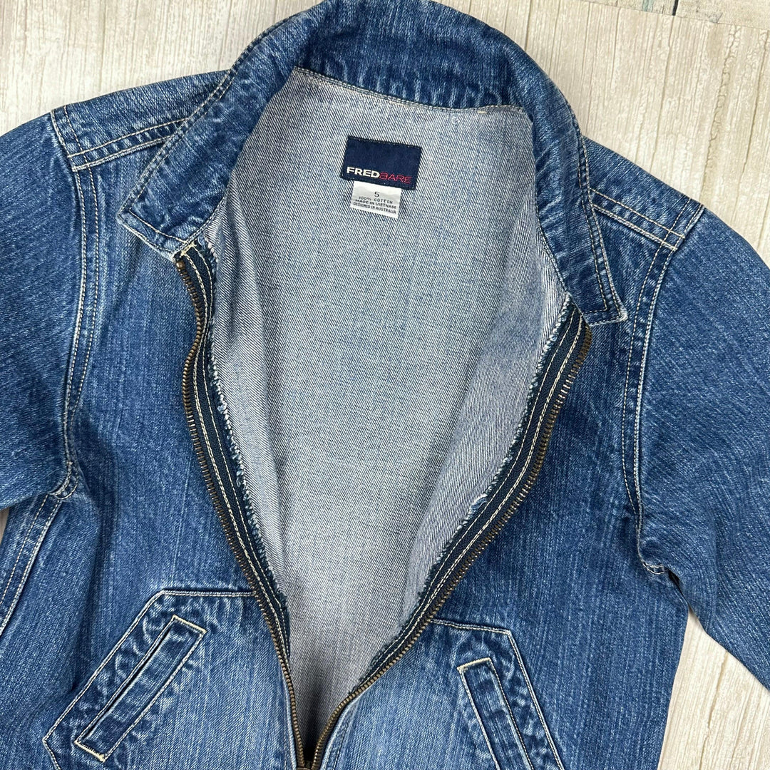 Fred Bare Children's 90's Denim Zip Front Jacket - Size 5Y