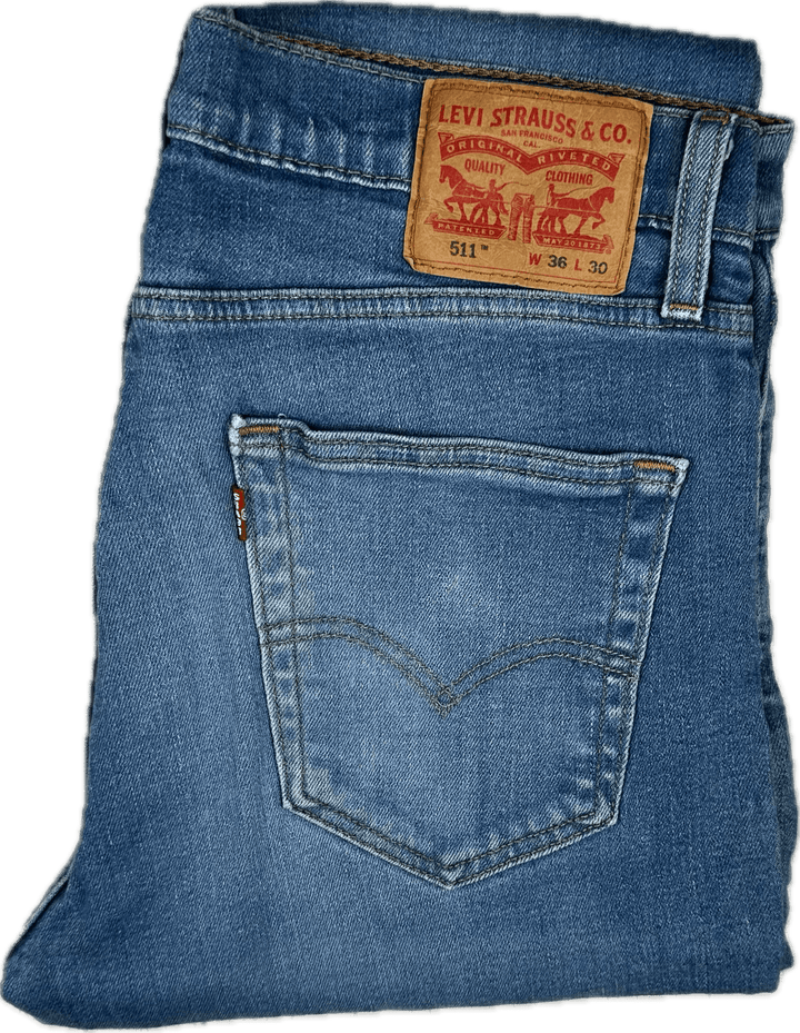 Levis Slim Straight 511 Men's Denim Jeans - Size 36/30 - Jean Pool