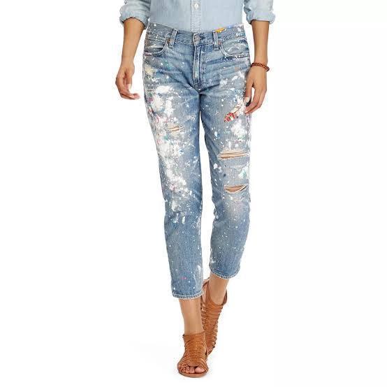 Ralph Lauren 'Astor' Slim Boyfriend Paint Splatter Jeans - Size 26 - Jean Pool