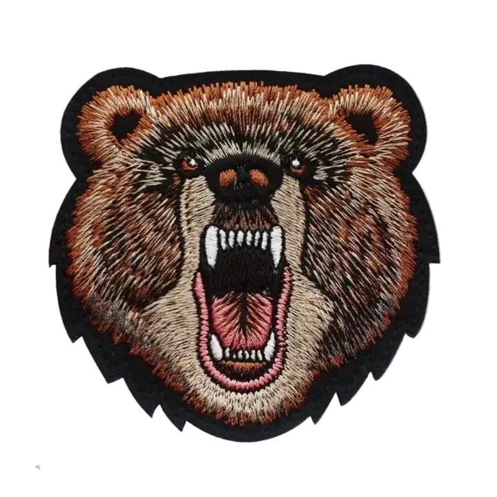 Angry Bear - Embroidered On/Off Cloth Patch