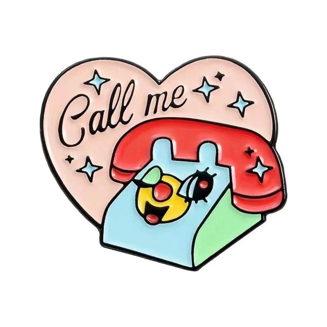 ‘Call Me ' Heart Shaped - Enamel Pin - Jean Pool