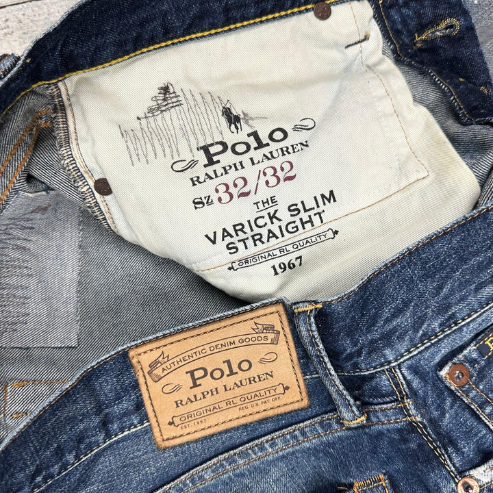 Polo by Ralph Lauren Men's 'Varick Slim Straight' Patch Denim Jeans - Size 32/32 - Jean Pool
