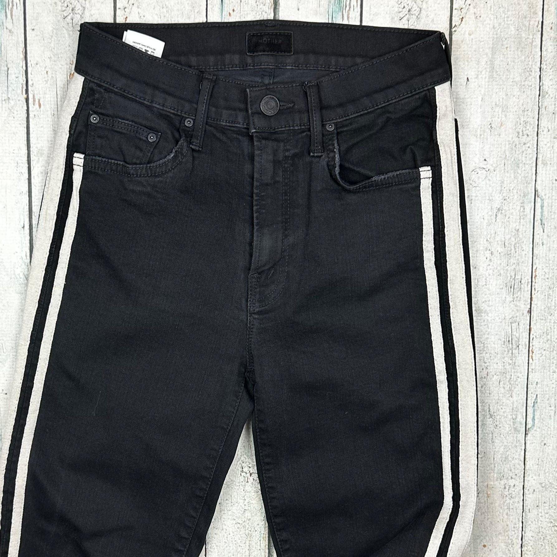 Mother The Insider Crop Black Side Stripe Jeans Size 25 Jean Pool