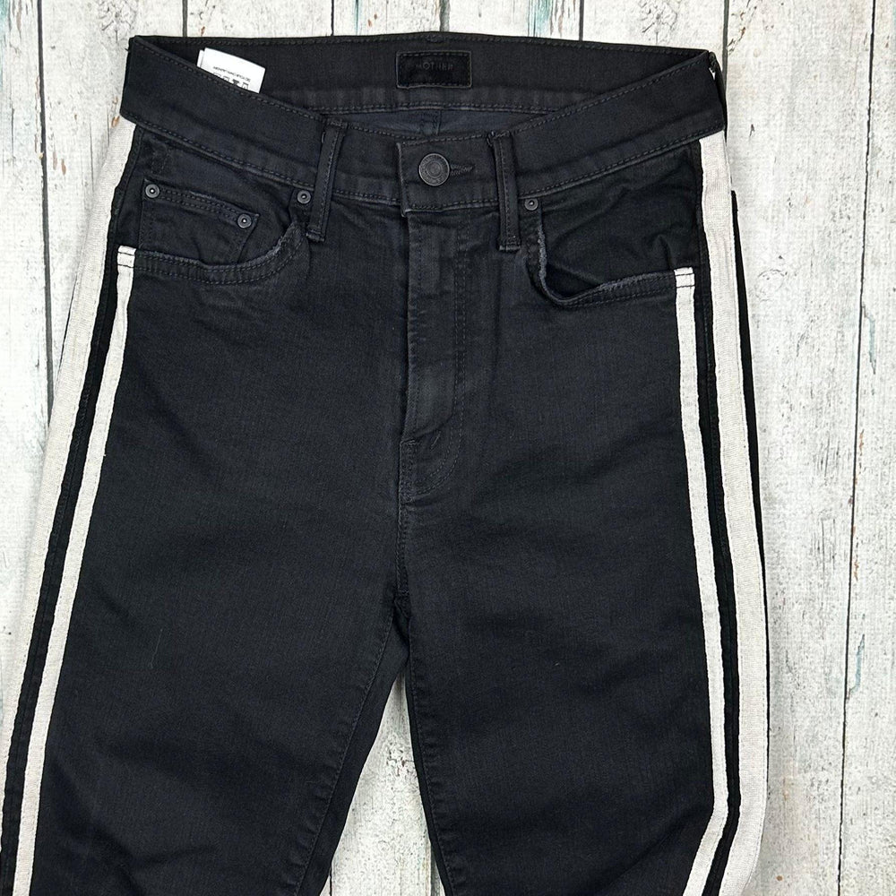 Mother 'The Insider Crop' Black Side Stripe Jeans - Size 25 - Jean Pool