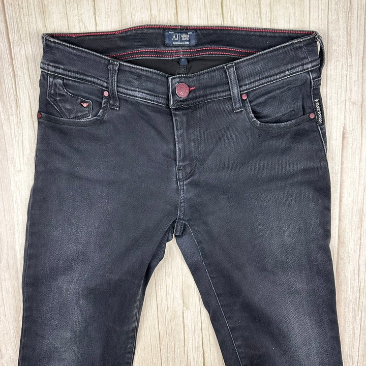Armani Jeans Black Stretch Low Rise Slim Fit Jeans -Size 28