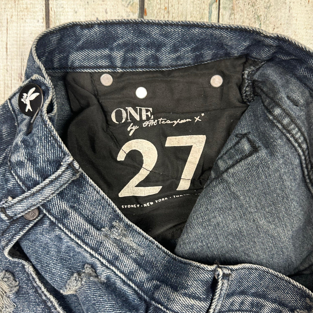 One Teaspoon 'Bandits' Rolled Cuff Denim Shorts - Size 27" - Jean Pool