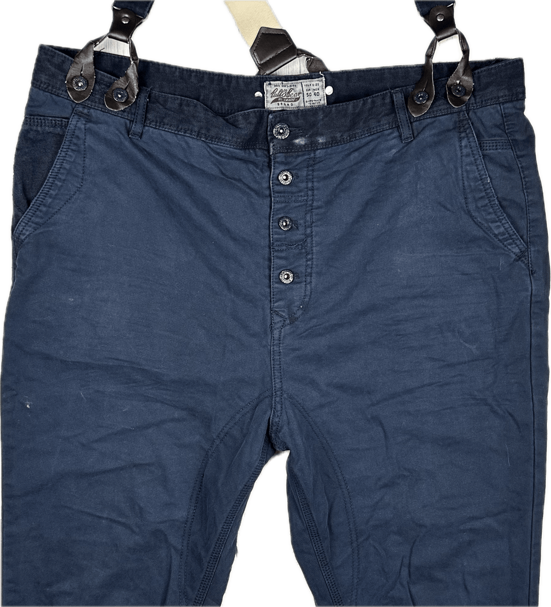 Pull & Bear Suspender Navy Lumberjack Jeans - Size 40