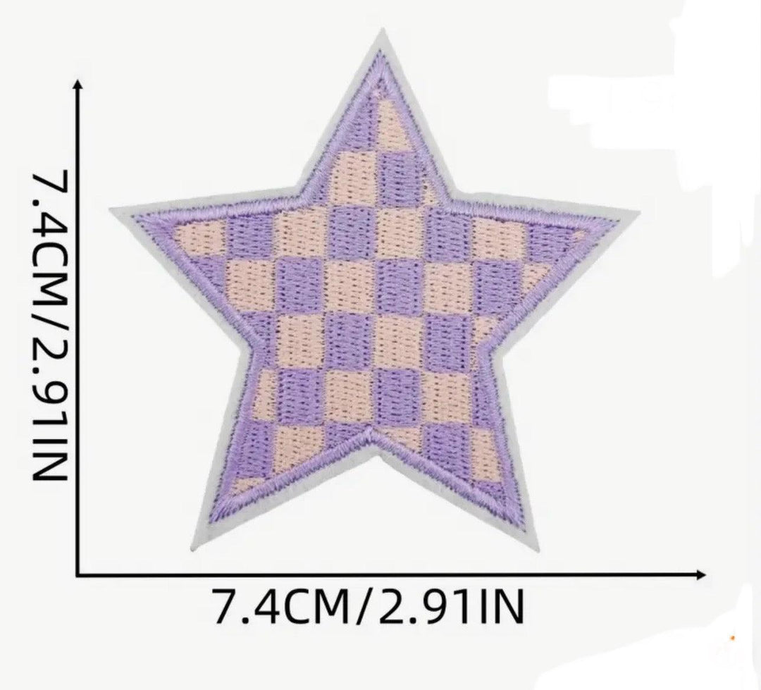 Checkered Star - Embroidered Cloth Patch - Jean Pool