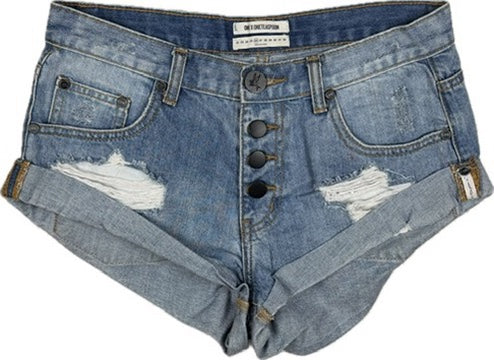 One Teaspoon Exposed Button Fly  Bandits Rolled Cuff Shorts  - Size 26"