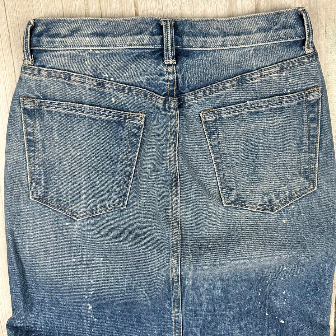 Helmut Lang USA Distressed Crossover Denim Maxi Skirt - Size 26