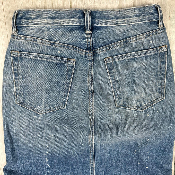 Helmut Lang USA Distressed Crossover Denim Maxi Skirt - Size 26