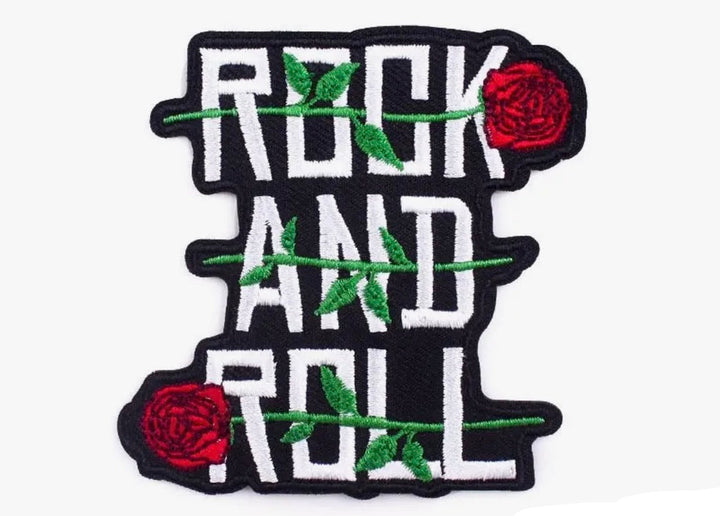 Rock And Roll- Roses  Embroidered Iron On Patch