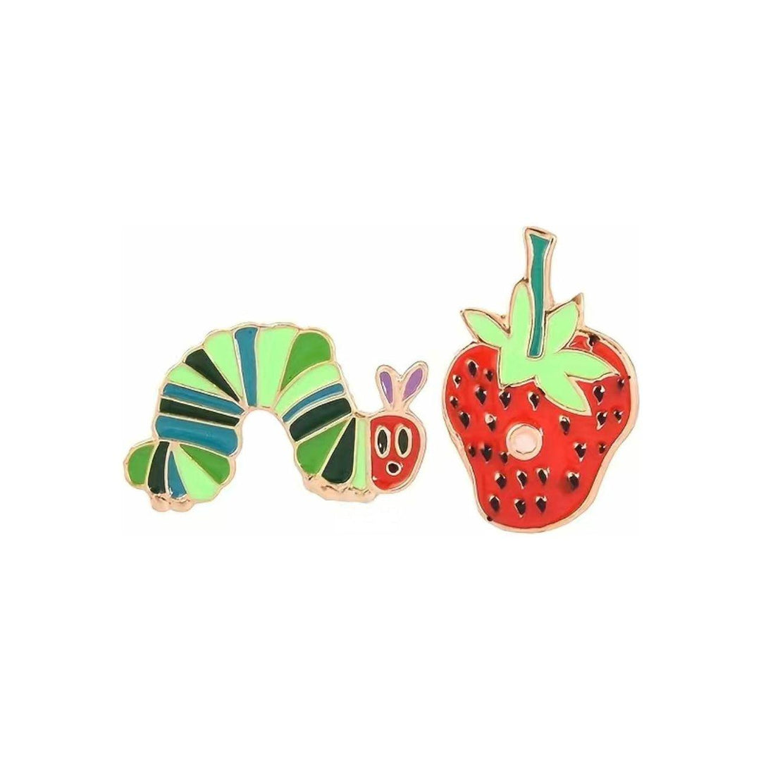 Strawberry and Caterpillar- Enamel Pin Set - Jean Pool