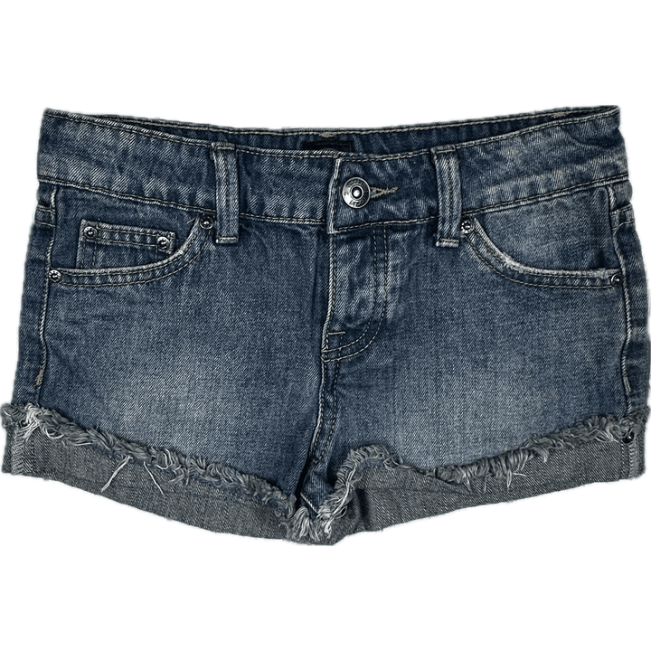 Rip Curl Girls Raw Hem Stretch Denim Shorts - Size 10Y - Jean Pool