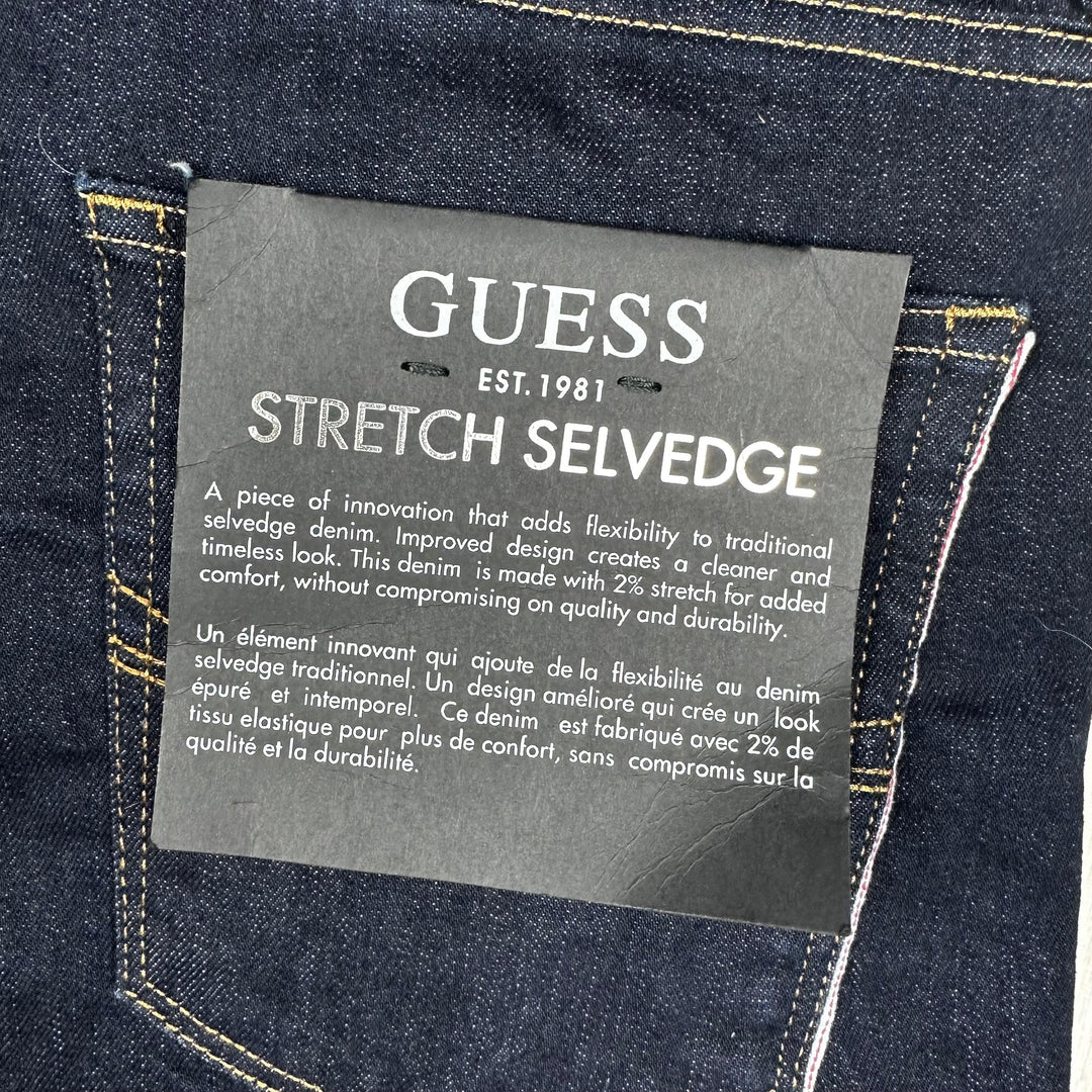 NWT- Guess Mens Slim Tapered Stretch Selvedge Jeans - Size 32R
