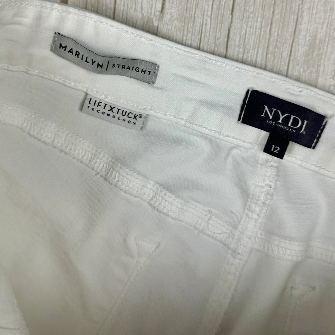 NYDJ - 'Lift & Tuck' MARILYN Straight White Jeans -Size 12US suit 16AU