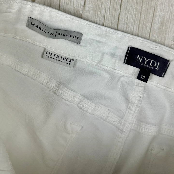 NYDJ - 'Lift & Tuck' MARILYN Straight White Jeans -Size 12US suit 16AU