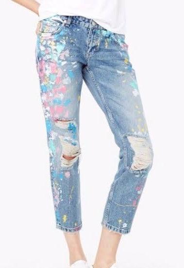 Ralph Lauren 'Astor' Slim Boyfriend Paint Splatter Jeans - Size 26 - Jean Pool