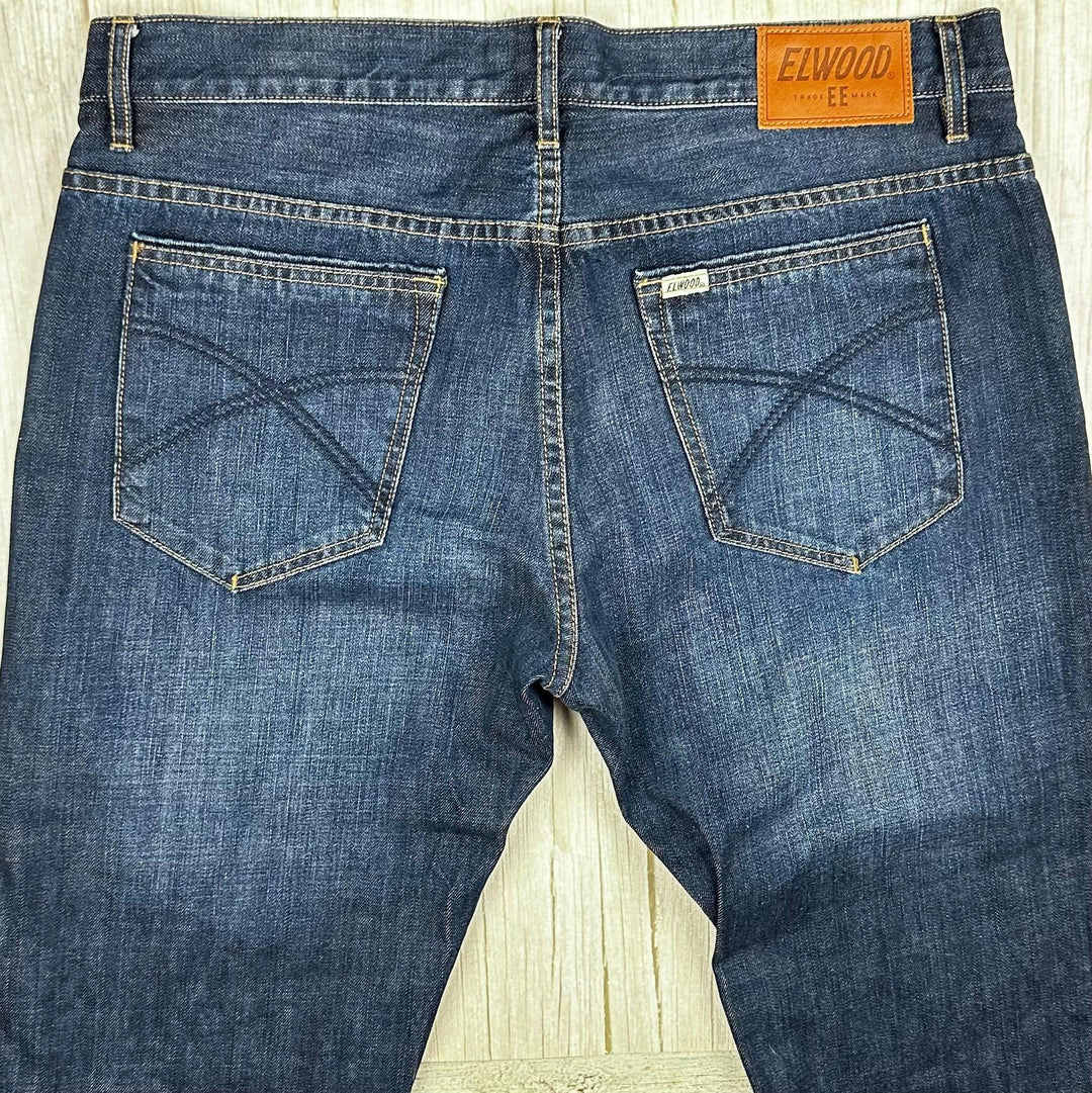 Elwood Mens Slim Straight Button Fly Jeans  -Size 36/34