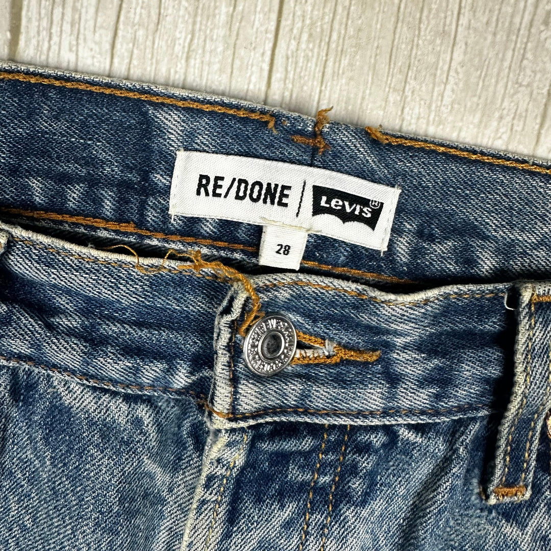 Re/Done USA Raw Hem Denim Mini Skirt - Size 28