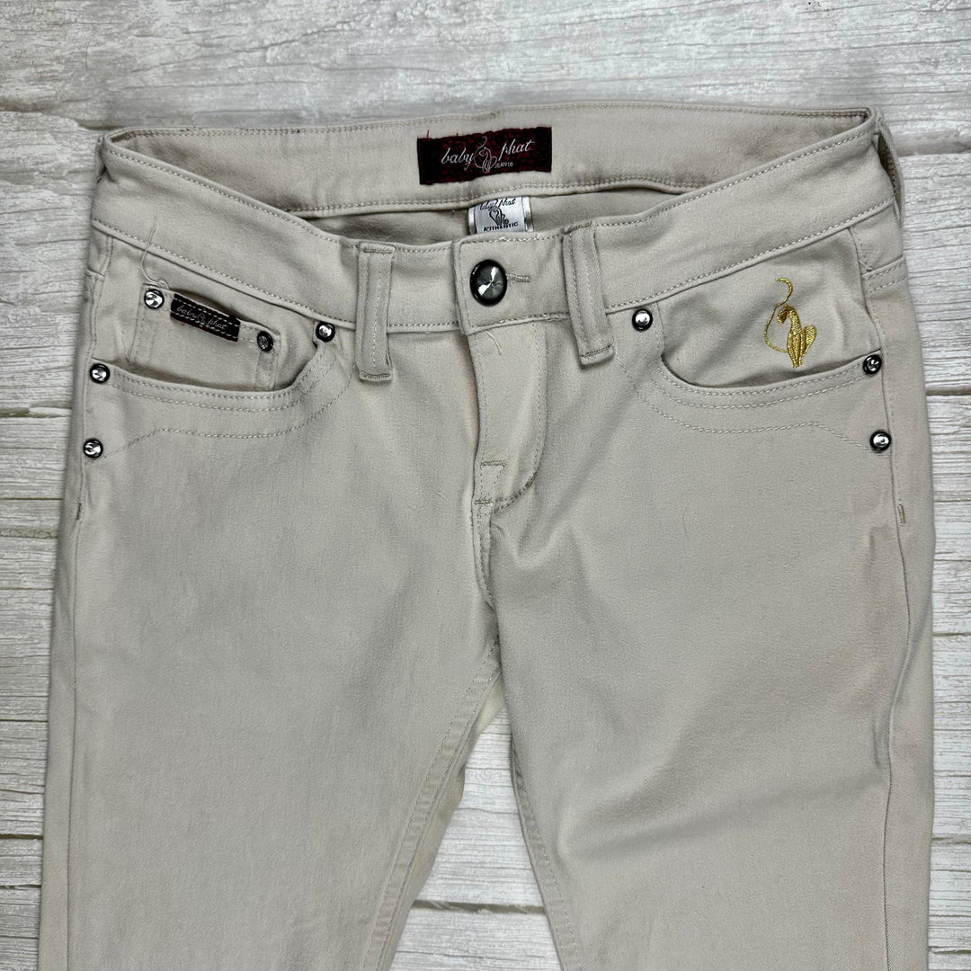 Baby Phat Y2K Beige Logo Pocket Crop Jeans- Size 30 - Jean Pool