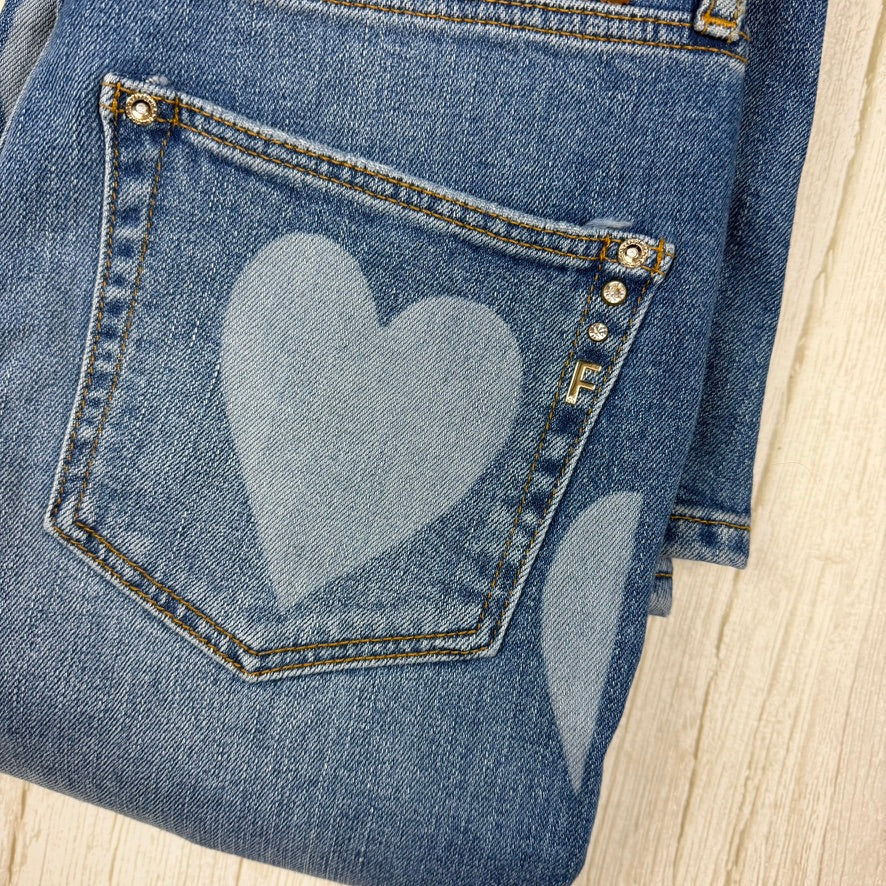 NWT - Francomina Jeans Italy 'Blue Love' Cropped Bootcut Jeans- Size 27