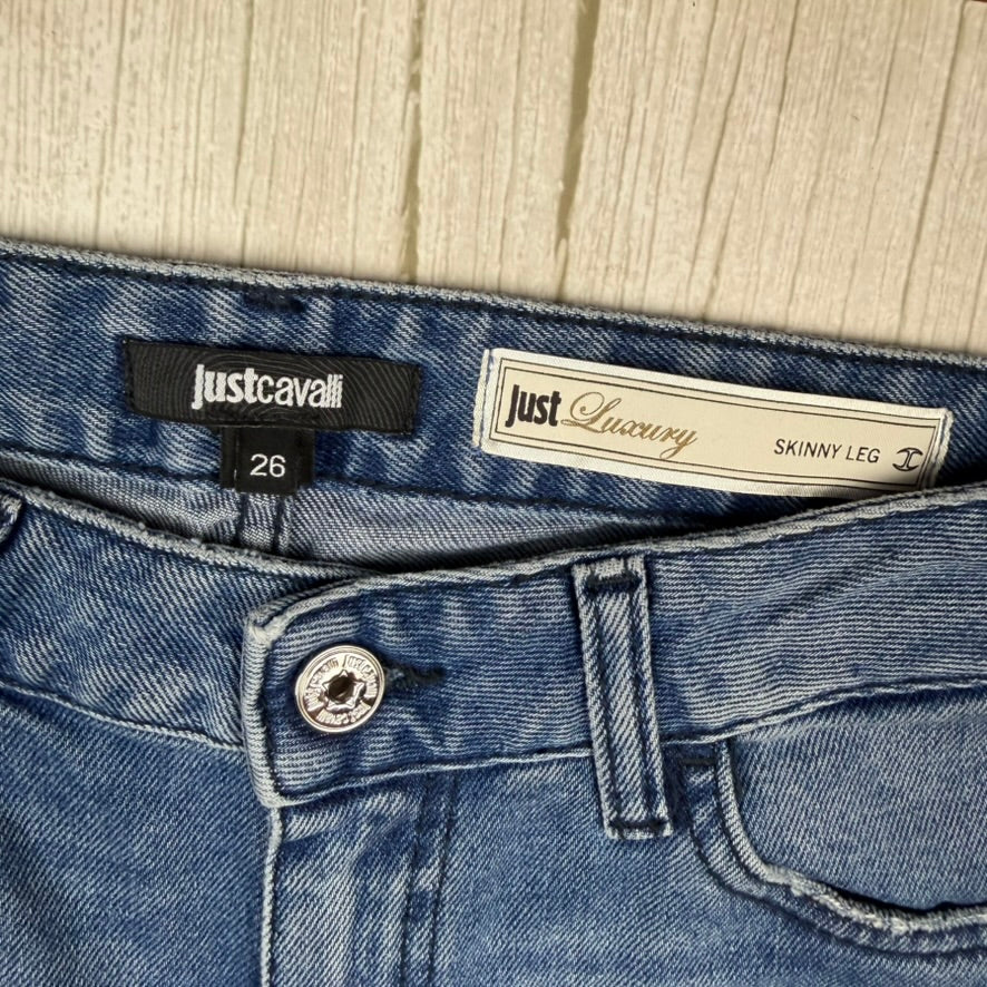 NWT- Just Cavalli Italy Ladies Logo Pocket Jeans - Size 26"