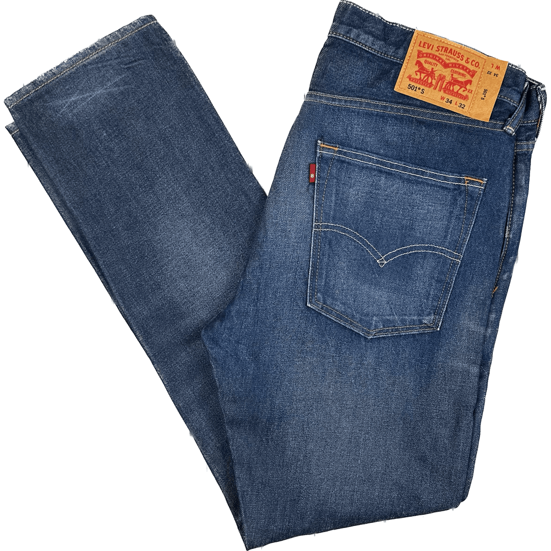 Levis 501 S Button Fly Mens Jeans -Size 34/32 - Jean Pool