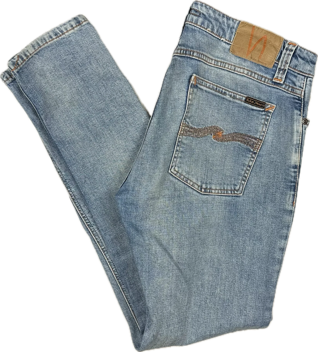 Nudie 'Skinny Lin' Light Blue Pwr Wash Denim Jeans- Size 33/32