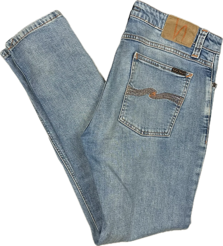 Nudie 'Skinny Lin' Light Blue Pwr Wash Denim Jeans- Size 33/32