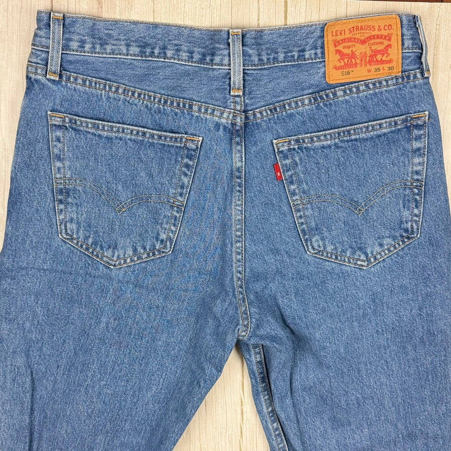 Levis 516 Straight Leg Denim Jeans - Size 35/30