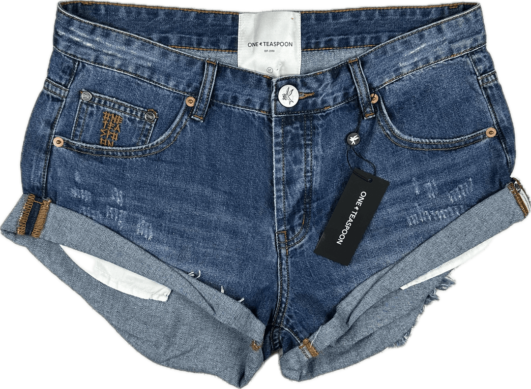 NWT - One Teaspoon Denim Low Waist 'Bandits' Shorts  - Size 27"