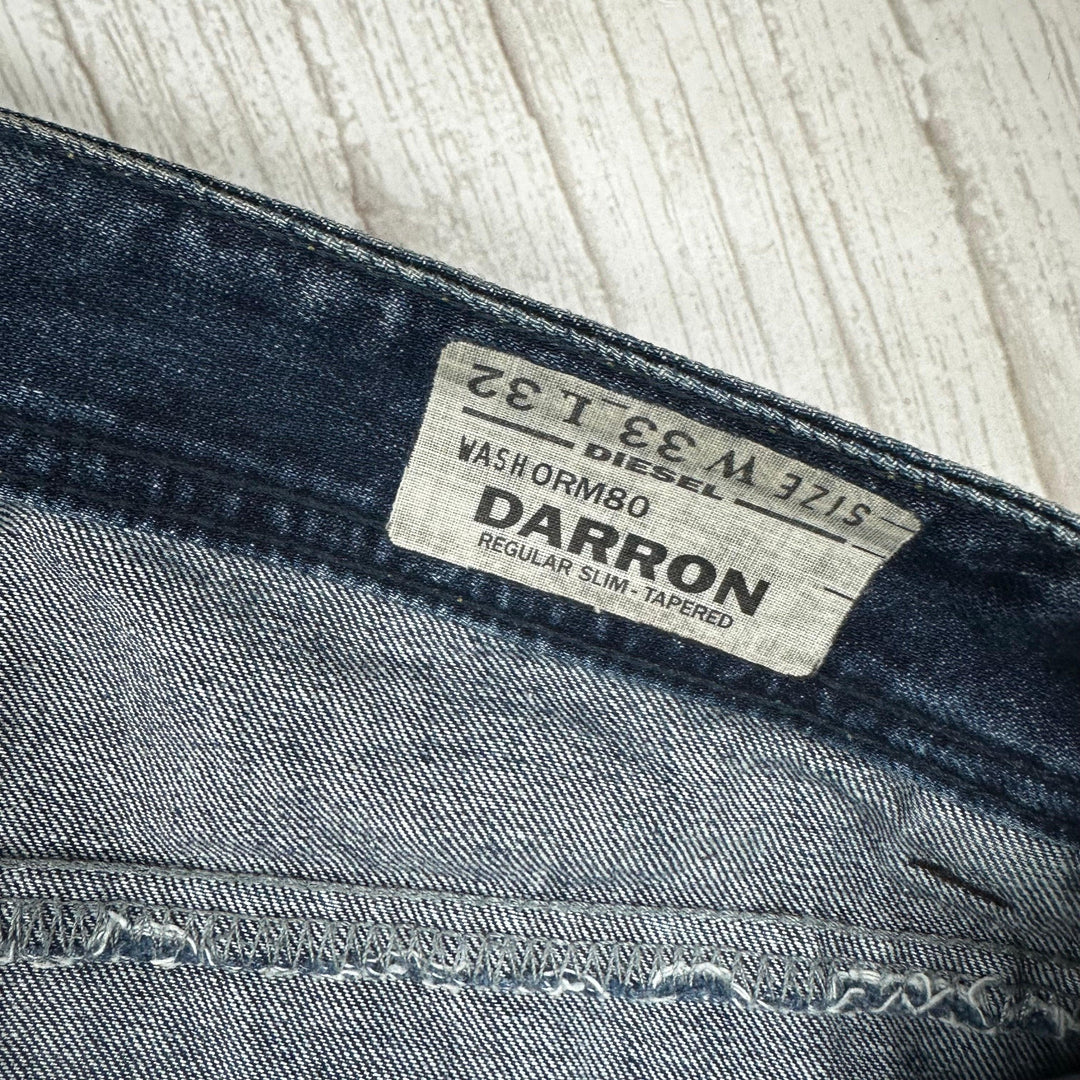 Diesel Mens 'Darron' Antique Wash Blue Jeans - Size 33/32