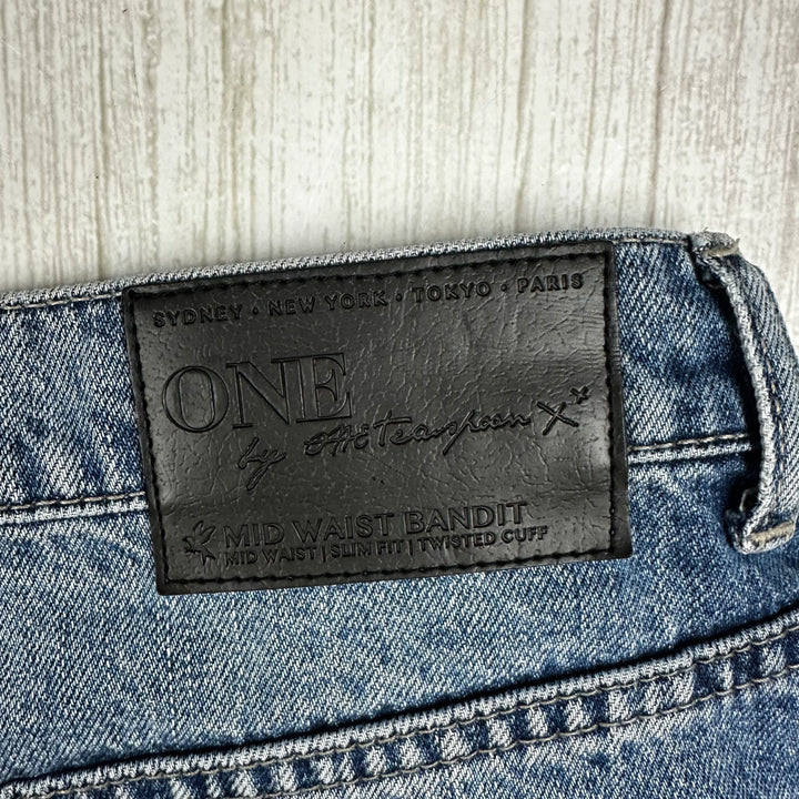 One Teaspoon 'Bandits' Mid Waist Rolled Cuff Denim Shorts  - Size 28"
