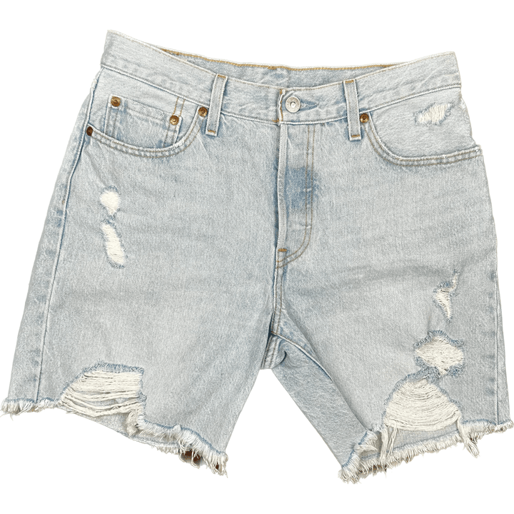 Levis 501 Distressed Light Wash Denim Shorts - Size 28 - Jean Pool