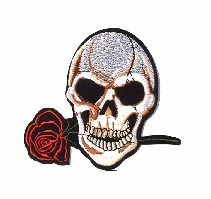 Skull with Rose - Embroidered Patch