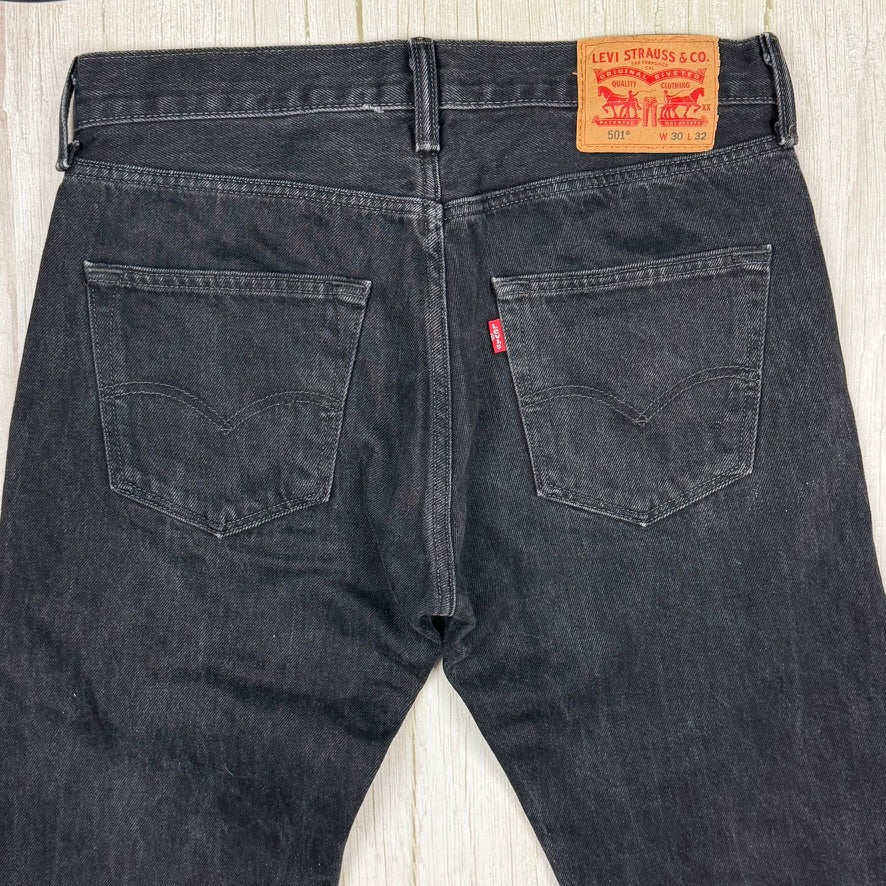 Levis 501 Aged Black Button Fly Jeans -Size 30/32