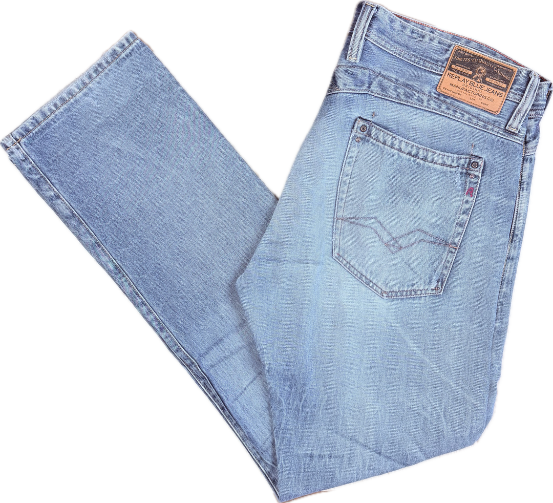Replay Italy Mens 'Newdoc' Straight Fit Jeans- Size 36/34