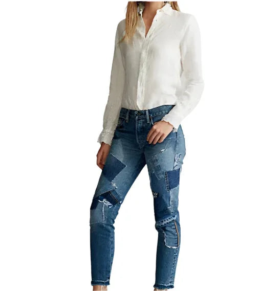 NWT-Ralph Lauren 'Avery Boyfriend' Patchwork Denim Jeans - Size 28