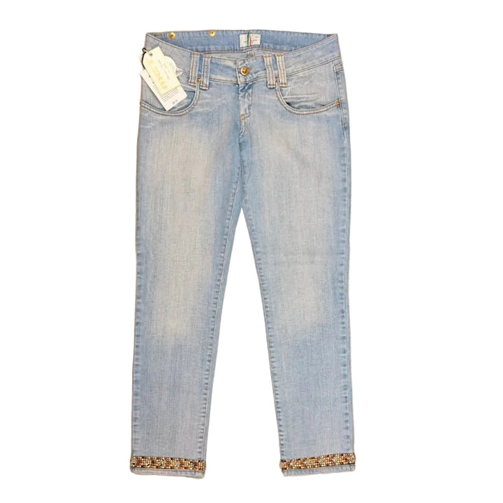 NWT- Italian MET Crystal Trim Low Rise Jeans- Size 30