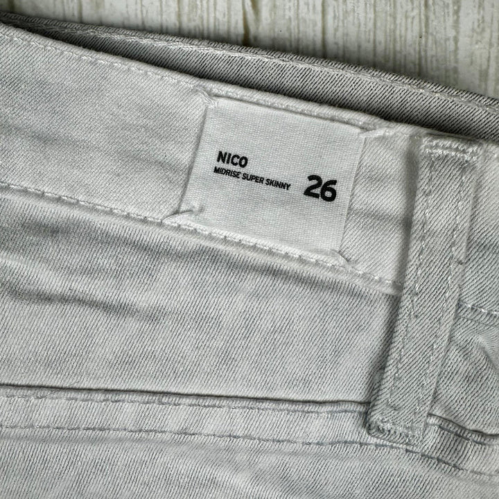 Hudson USA 'Nico' Mid Rise Grey Cloud Skinny Jeans - Size 26