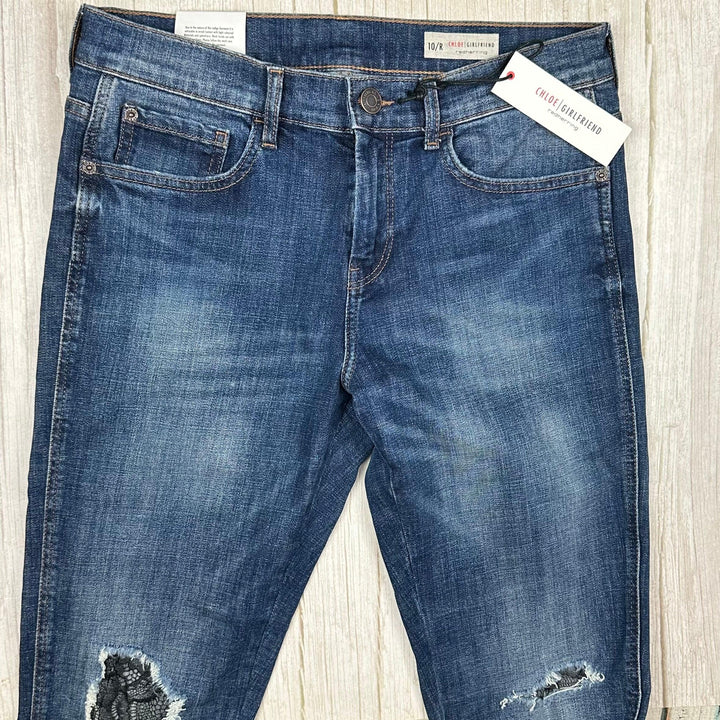NWT -Red Herring 'Chloe' Girlfriend Lace Panel Jeans   -Size 10R