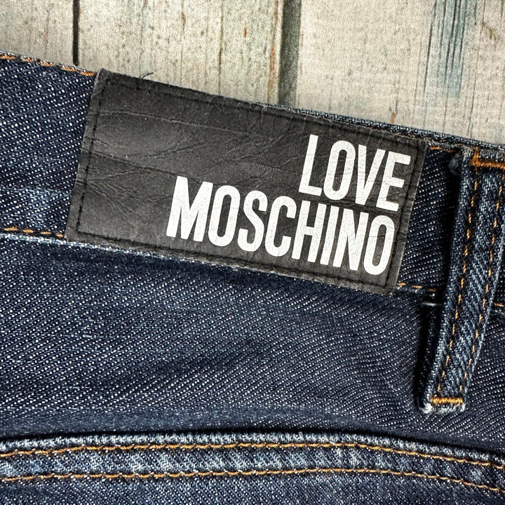 Love Moschino Blue Straight Logo Jeans - Size 34" or 16 - Jean Pool