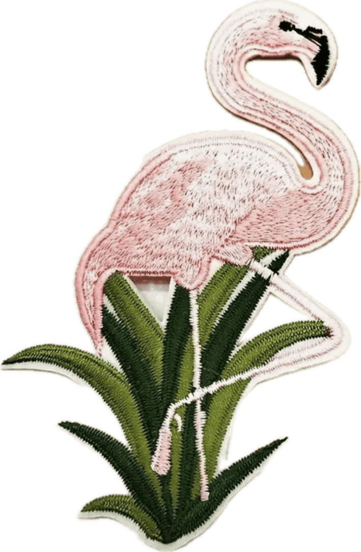 Flamingo in Rushes- Embroidered Cloth Patch - Jean Pool