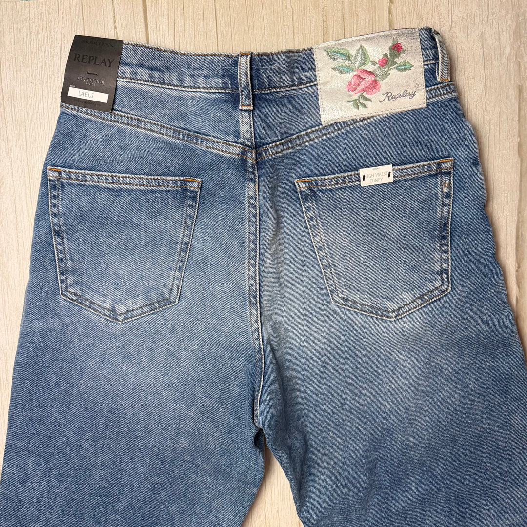 NWT - Replay Italy 'Laelj' Wide Leg High Waist Rose Label Jeans - Size 26/30