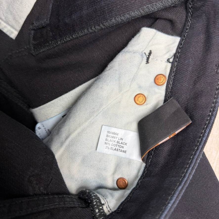 Nudie 'Skinny Lin' Black Black Wash Denim Jeans- Size 30/32