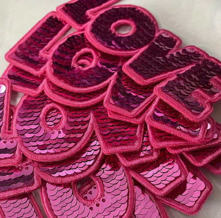 LOVE in Pink - Embroidered Sequin Patch